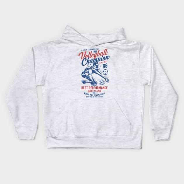 Volleyball Champion 86 Kids Hoodie by JakeRhodes